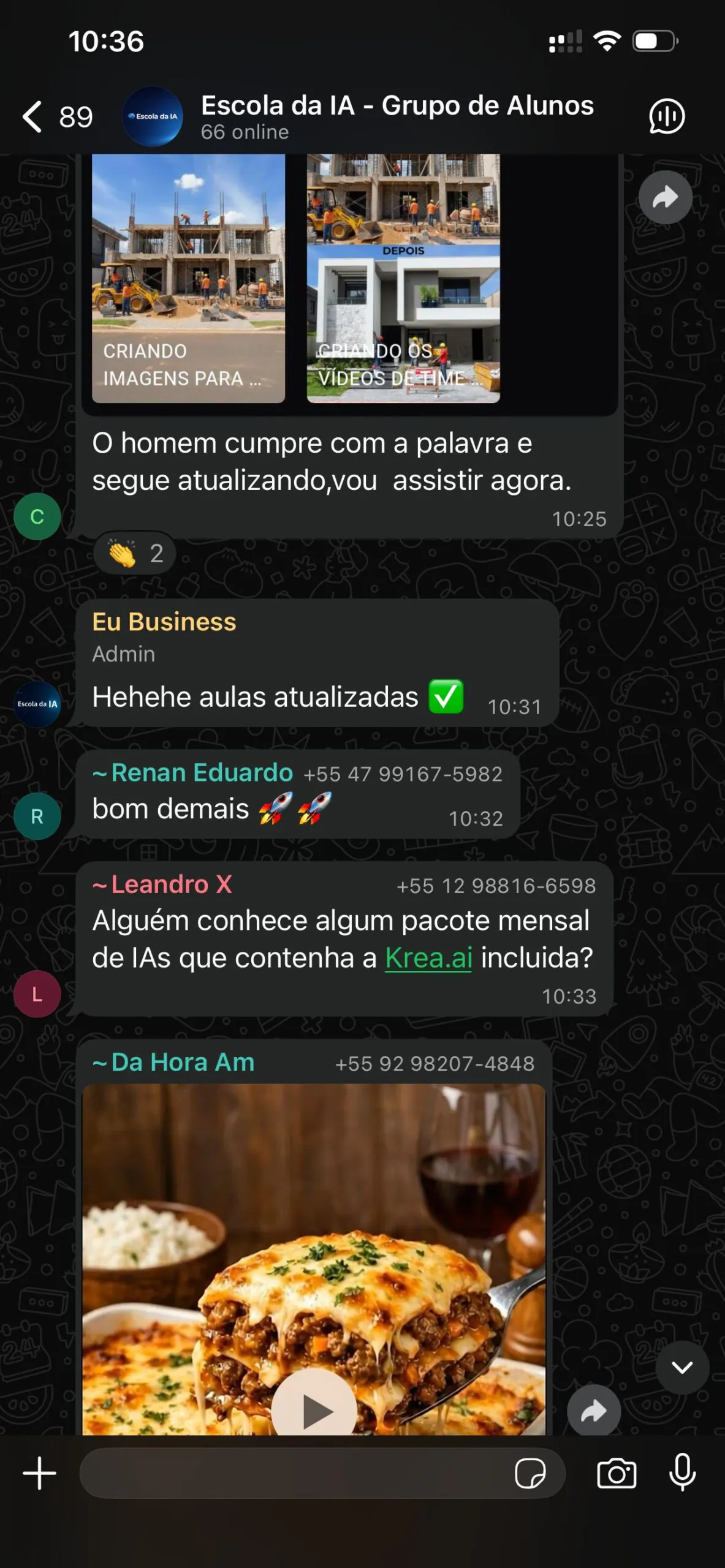 Mensagem real de aluno da Escola da IA 4