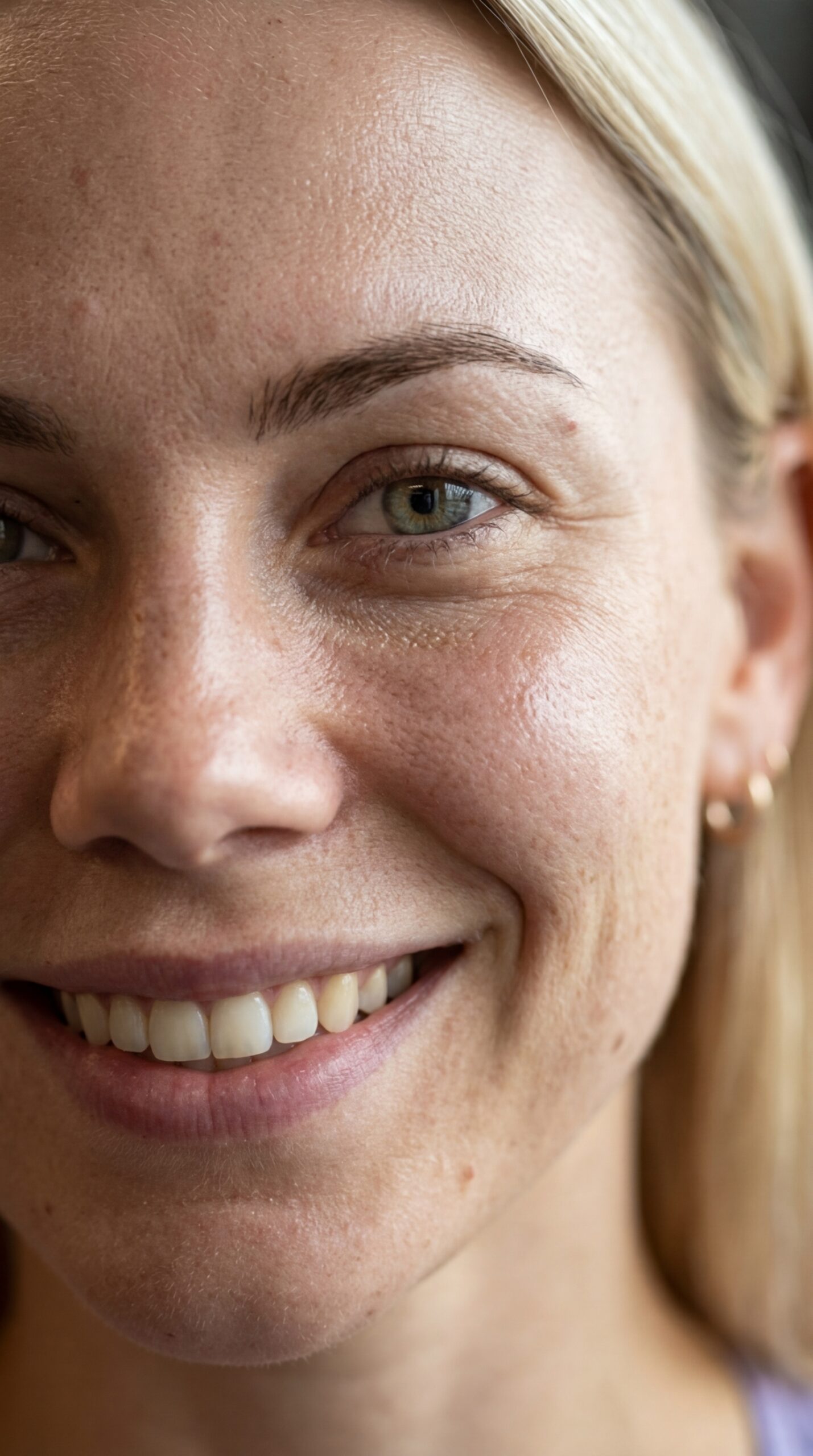 Macro do rosto sorrindo