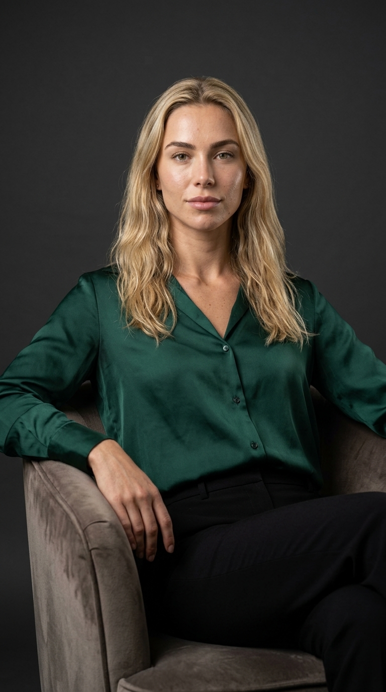 Retrato feminino profissional em poltrona