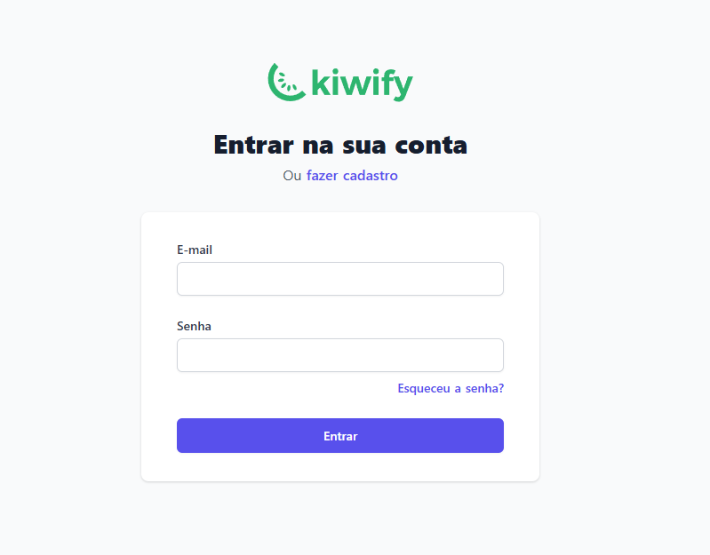 Página para acessar os cursos da Kiwify pelo computador